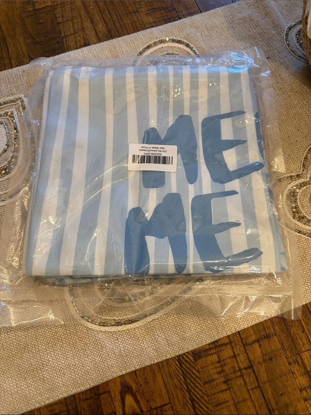 Coastal Blue Shell & Stripe Throw Pillow Cover Set-2